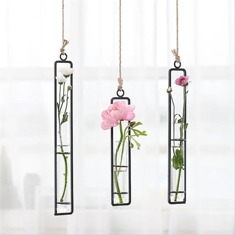 Flone Glass Hydroponic Vase Creative Wall Hanging Wrought Iron Transparent Hanging Test Tube Flower Bottle Simple Home Decor
Flone Glass Hydroponic Vase Creative Wall Hanging Wrought Iron Transparent Hanging Test Tube Flower Bottle Simple Home Decor