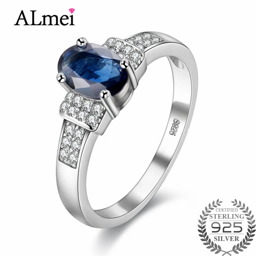 Almei 1ct Natural Blue Sapphire Diamond Rings Band 925 Sterling Silver Fine Jewelry for Women Wedding Gift with Box 40% FJ081
Almei 1ct Natural Blue Sapphire Diamond Rings Band 925 Sterling Silver Fine Jewelry for Women Wedding Gift with Box 40% FJ081