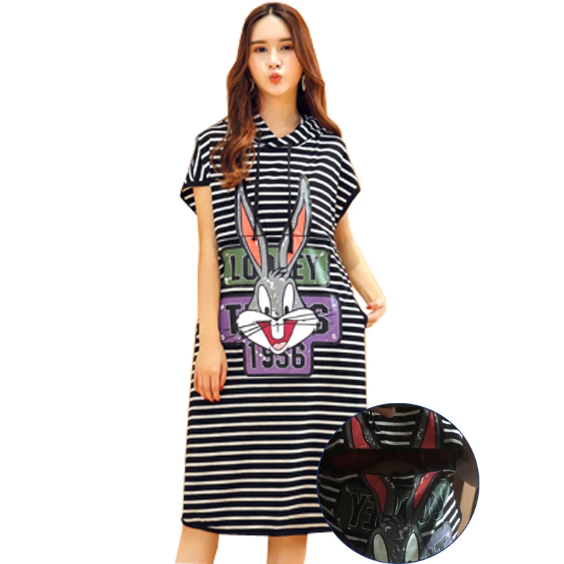 Cartoon Hooded Striped Dress Pregnant Casual Breastfeeding Long T-shirt Dress Bunny Pattern Cute Pregnant Clothes Zipper Nurse
Cartoon Hooded Striped Dress Pregnant Casual Breastfeeding Long T-shirt Dress Bunny Pattern Cute Pregnant Clothes Zipper Nurse