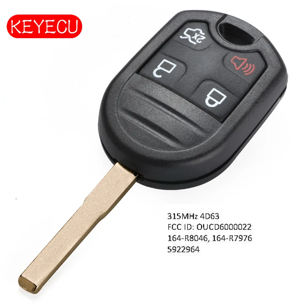 Keyecu Remote Key Fob 4 Buttons 315MHz 4D63 Chip for Ford Escape Focus Fiesta Transit Connect, OUC6000022
Keyecu Remote Key Fob 4 Buttons 315MHz 4D63 Chip for Ford Escape Focus Fiesta Transit Connect, OUC6000022