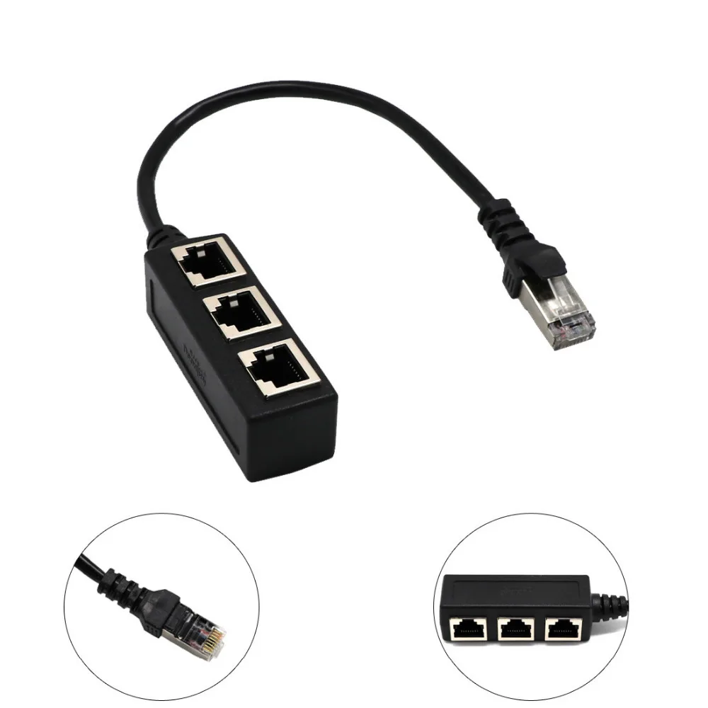 1 to 3 Socket LAN Ethernet Network RJ45 Plug Splitter Extender Adapter Connector (6)