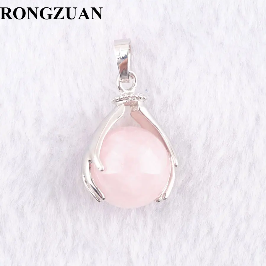 RONGZUAN Natural Rose Quartzs Round Ball Stone Beads Silver Plated Hands Palm Pendants Reiki Chakra Healing Jewelry 1Pcs TN3155
RONGZUAN Natural Rose Quartzs Round Ball Stone Beads Silver Plated Hands Palm Pendants Reiki Chakra Healing Jewelry 1Pcs TN3155
