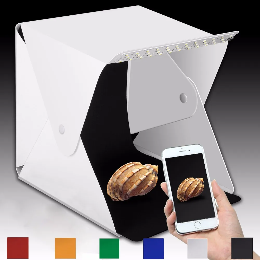 6 Color Mini Folding Studio Diffuse Soft Box Lightbox With LED Light Photography Background Photo Studio box Lighting Tent Kit
6 Color Mini Folding Studio Diffuse Soft Box Lightbox With LED Light Photography Background Photo Studio box Lighting Tent Kit
