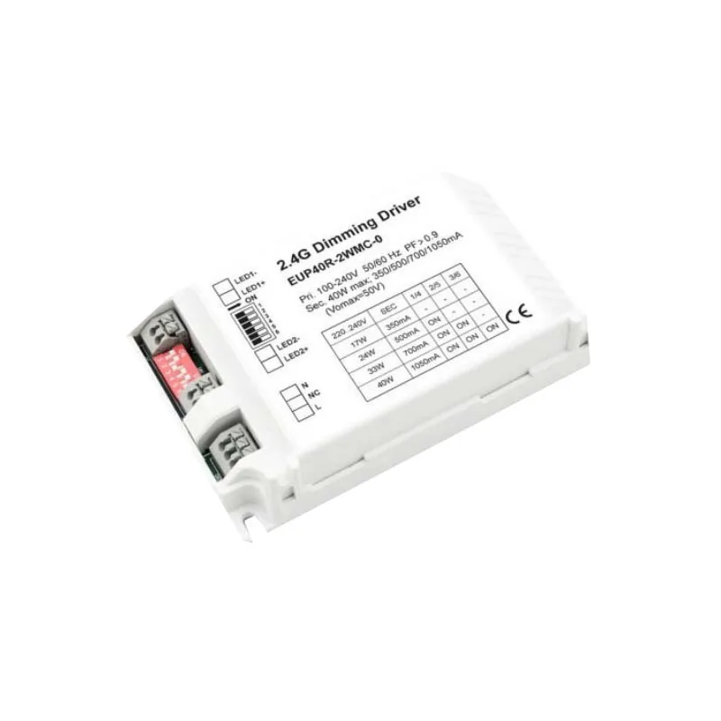 100-240VAC input 350/500/700/1050mA*2 Channel 2.4GHz RF Control Wireless LED Driver LED Wireless Controller EUP40R-2WMC-0
100-240VAC input 350/500/700/1050mA*2 Channel 2.4GHz RF Control Wireless LED Driver LED Wireless Controller EUP40R-2WMC-0