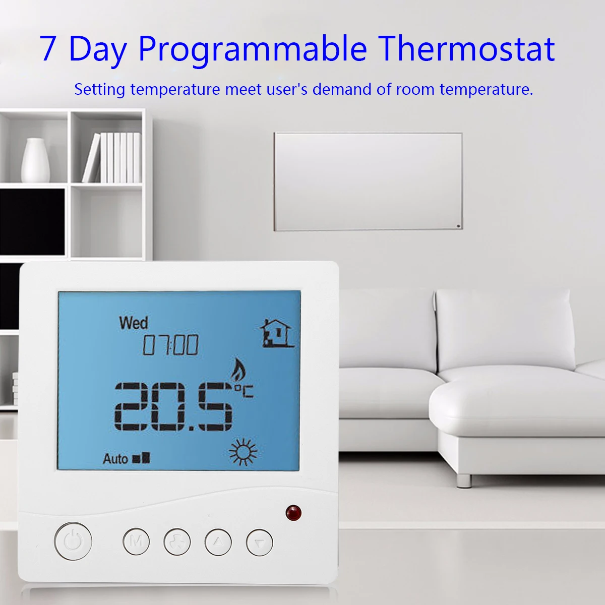 LCD Digital NTC Heater 7Day Programmable Thermostat for Electric Underfloor Heating TR3100 Manual Override Memory Function White
LCD Digital NTC Heater 7Day Programmable Thermostat for Electric Underfloor Heating TR3100 Manual Override Memory Function White