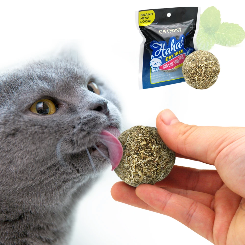 Cat Natural Catnip Toys Menthol Flavor Kitten Treat Ball Cats Playing Cleaning Teeth Toy