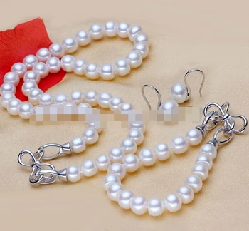 charm Jew.657 Beautiful gift AAA 8-9mm freshwater white Pearl Necklace bracelet gift set (A0423)
charm Jew.657 Beautiful gift AAA 8-9mm freshwater white Pearl Necklace bracelet gift set (A0423)