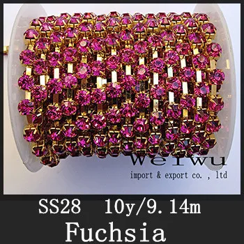 SS28 10 Yards Fuchsia Color Golden Base Clothing Accessories Loose Strass Sewing Rhinestone Cup Chain 
SS28 10 Yards Fuchsia Color Golden Base Clothing Accessories Loose Strass Sewing Rhinestone Cup Chain