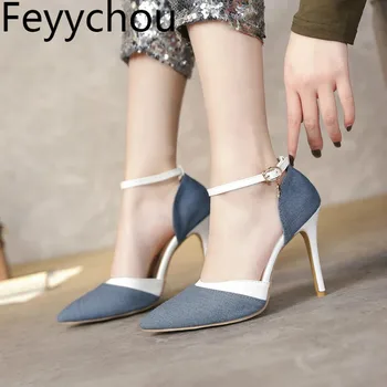 Women Pumps Super High Heel Spring Autumn Pointed Toe Denim Buckle 2019 New Sexy Fashion Casual Party Wedding Blue Size 34-43
Women Pumps Super High Heel Spring Autumn Pointed Toe Denim Buckle 2019 New Sexy Fashion Casual Party Wedding Blue Size 34-43