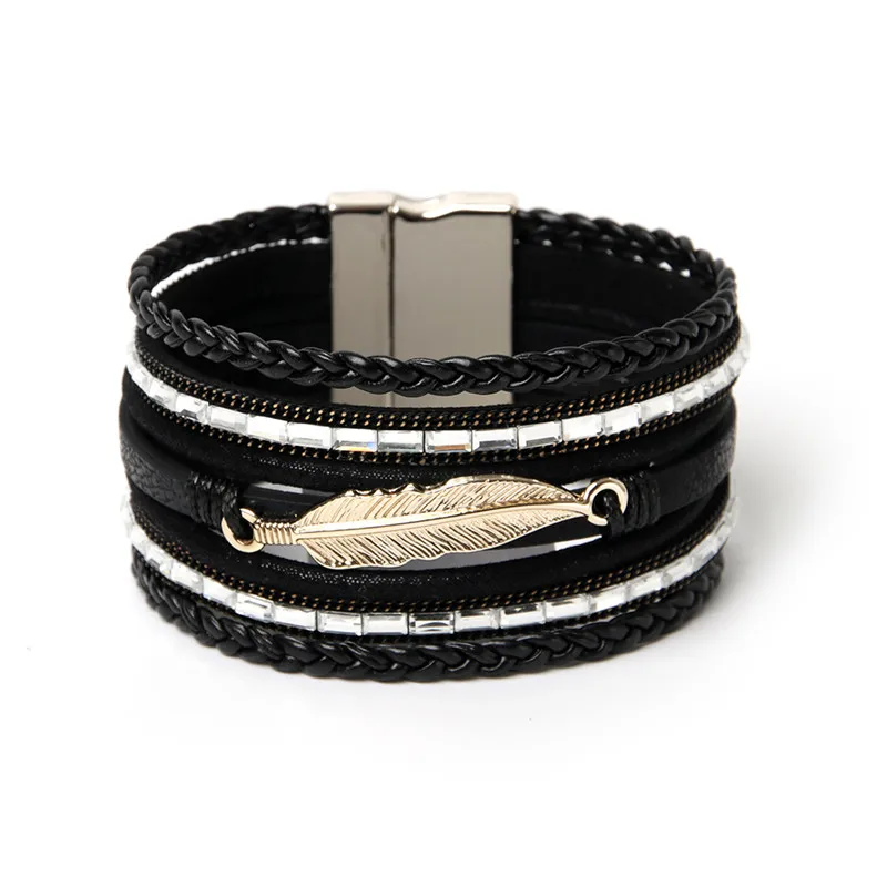 Factory Wholesale Europe and United States Accessories For Women Inlaid Zircon Leaves Bohemia Bangles 7 layers Leather Bracelet
Factory Wholesale Europe and United States Accessories For Women Inlaid Zircon Leaves Bohemia Bangles 7 layers Leather Bracelet