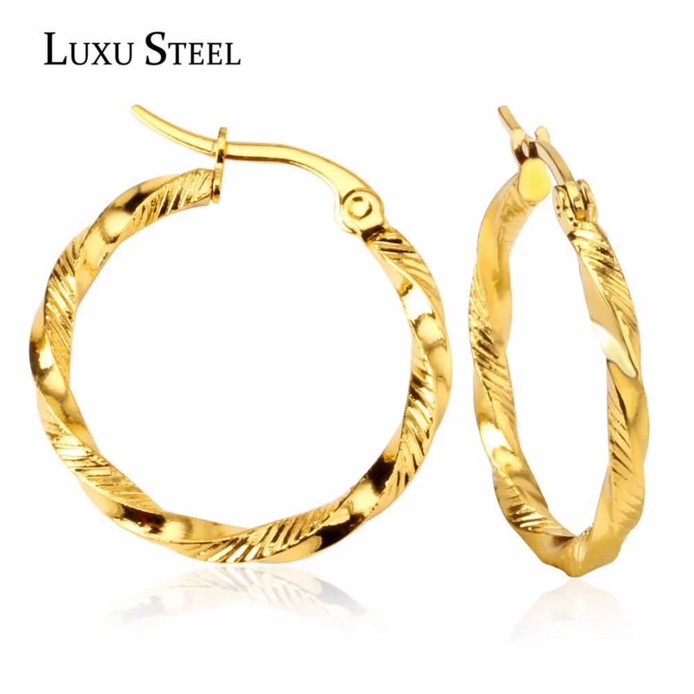 LUXUSTEEL Twist Shape Gold/Silver Hoop Earring Vintage Jewelry Titanium Steel Round Circle Earring For Women Accessories Bijoux
LUXUSTEEL Twist Shape Gold/Silver Hoop Earring Vintage Jewelry Titanium Steel Round Circle Earring For Women Accessories Bijoux