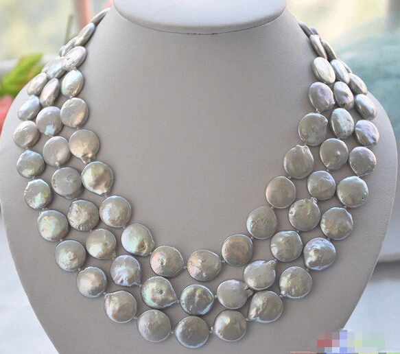 HOT## Wholesale FREE SHIPPING >>> P4030 3row 21" 14mm gray coin freshwater pearl necklace
HOT## Wholesale FREE SHIPPING >>> P4030 3row 21" 14mm gray coin freshwater pearl necklace