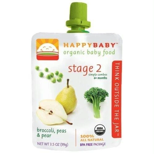 Happy Baby B01641 Happy Baby Broccoli Peas & Pear Stage 3 Baby Food -16x3.5 Oz (1)