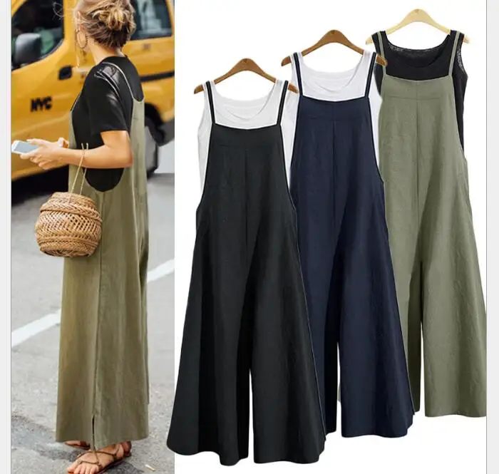 Women Casual Jumpsuit plus size Long Loose Solid Bib Wide Leg Overalls Pants Summer Jumpsuit Sleeveless Clubwear Wide Leg Pant
Women Casual Jumpsuit plus size Long Loose Solid Bib Wide Leg Overalls Pants Summer Jumpsuit Sleeveless Clubwear Wide Leg Pant