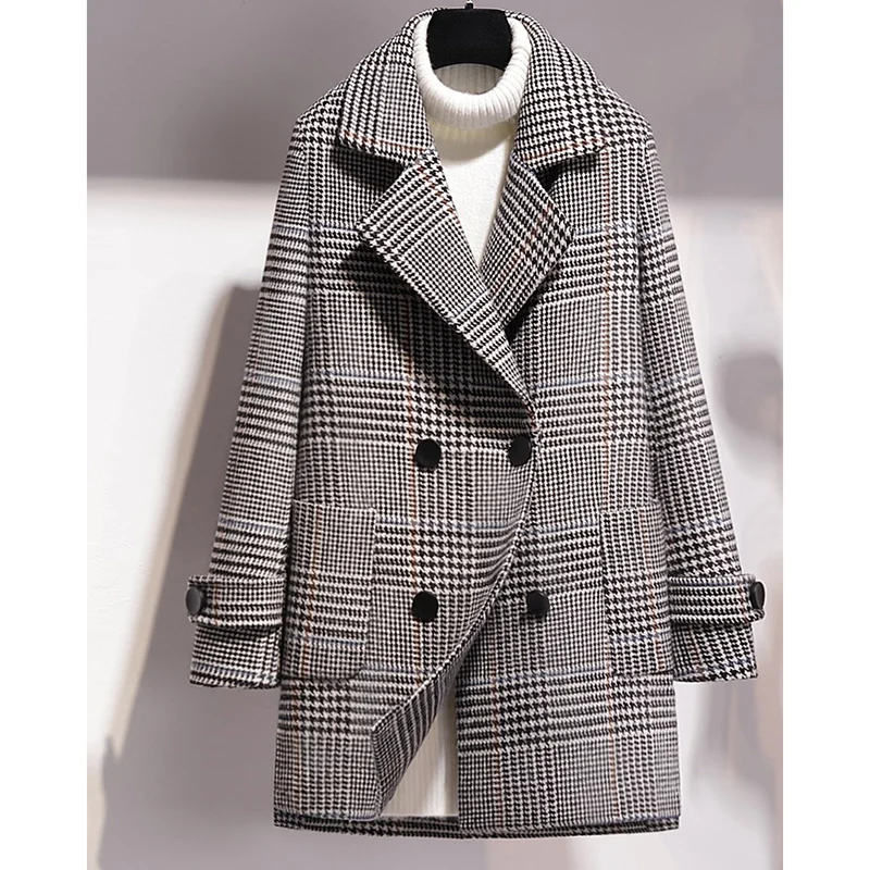 2019 Winter New Houndstooth Woolen Coat Women's Leisure Jacket Female Loose Large Size Overcoat Woolen Slim Blend Outerwear T29
2019 Winter New Houndstooth Woolen Coat Women's Leisure Jacket Female Loose Large Size Overcoat Woolen Slim Blend Outerwear T29