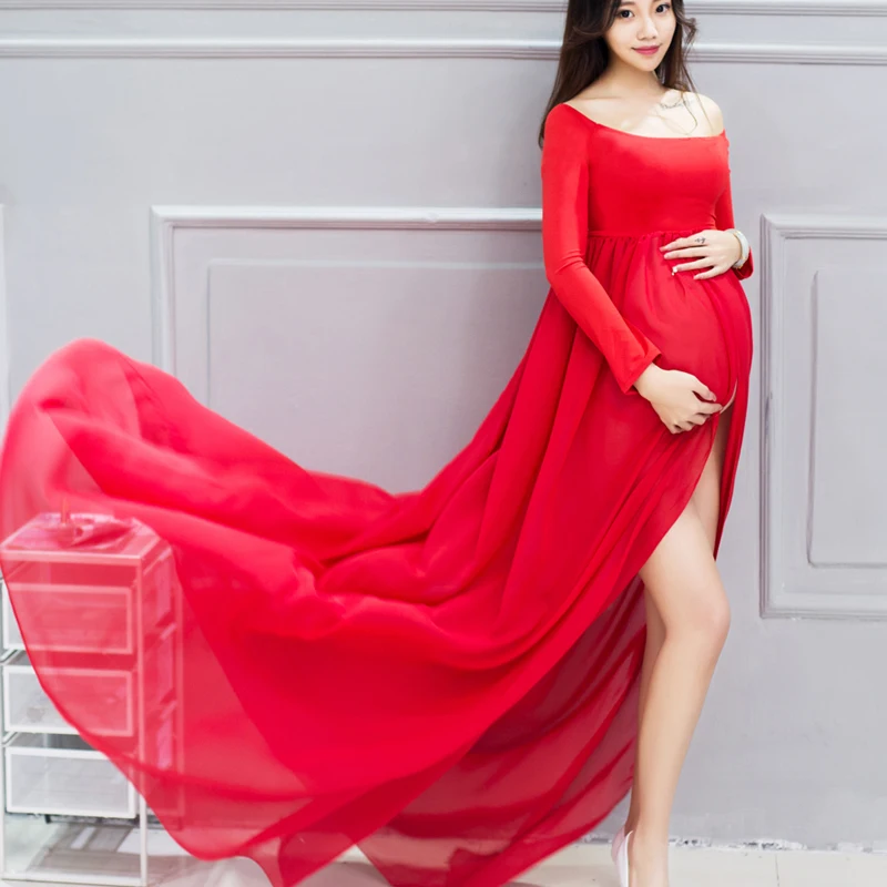 Фото OkayMom Maternity Photography Props Pregnancy Clothes Maxi Photo Shoot Dress Long Chiffon Dresses For Pregnant Women | Мать и ребенок