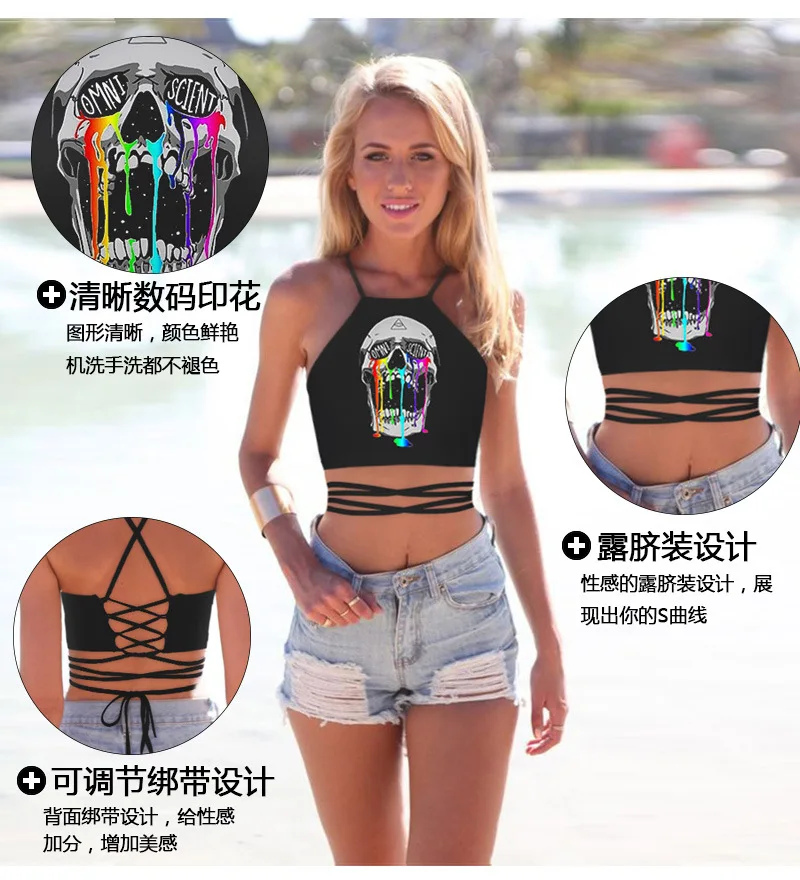 Europe and the United States popular color skull individual sling waistband digital printing sexy tie back wiping girl
Europe and the United States popular color skull individual sling waistband digital printing sexy tie back wiping girl