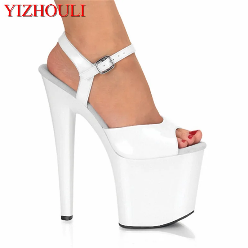 

8 inch Stiletto High Heels Julie Shoes Open Toe Womens Shoes 20cm High-Heeled Sandals Platform Dance Shoes white Wedding Shoes