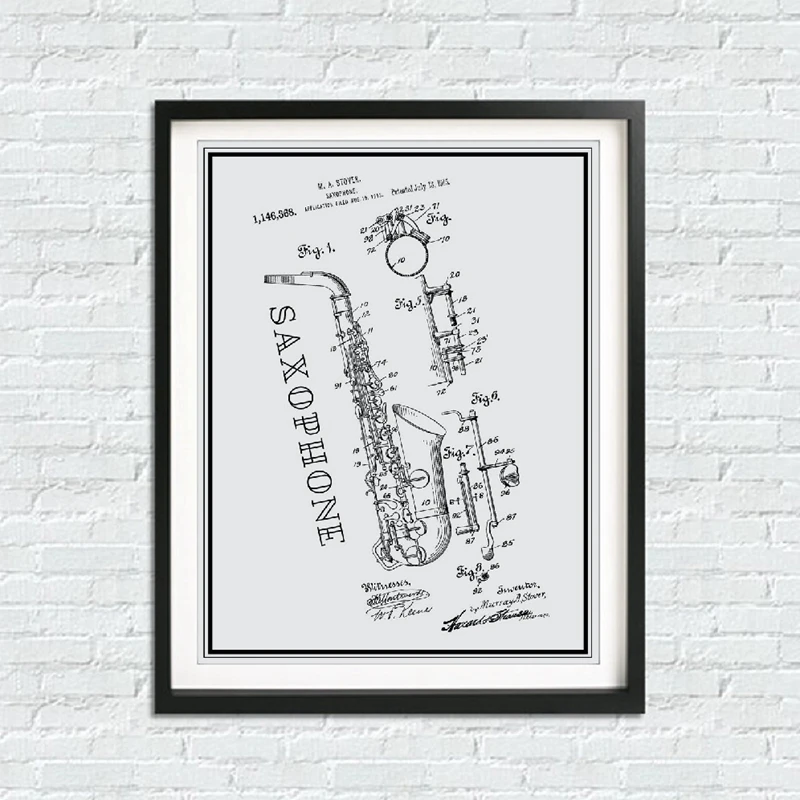 Saxophone Patent Canvas Print