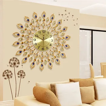 Large Wall Clock Saat Luxury Relogio de Parede Duvar Saati Diamond Peacock Metal Wall Clocks Home Decor Klok Living Room Clocks 
Large Wall Clock Saat Luxury Relogio de Parede Duvar Saati Diamond Peacock Metal Wall Clocks Home Decor Klok Living Room Clocks