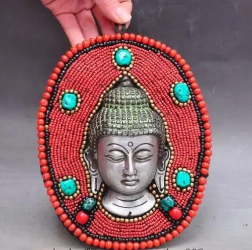 christmas Rare Old tibet silver Inlay Turquoise coral sakyamuni buddha head Wall hanging halloween
christmas Rare Old tibet silver Inlay Turquoise coral sakyamuni buddha head Wall hanging halloween