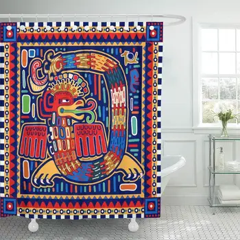 Fabric Shower Curtain with Hooks Colorful America Quetzalcoatl Ornamental Pattern Dragon Maya Mayan Peru South American
Fabric Shower Curtain with Hooks Colorful America Quetzalcoatl Ornamental Pattern Dragon Maya Mayan Peru South American