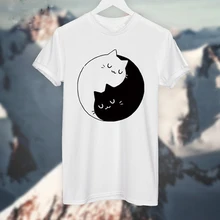Yin Yang Cats Kittens T SHIRT Women T shirt Cotton Casual Funny Shirt For Lady White