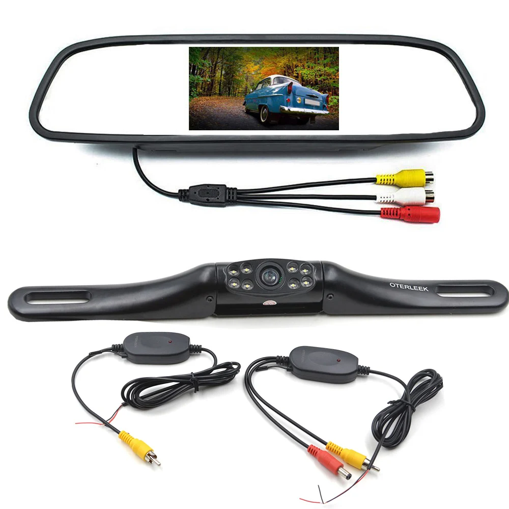 

4.3 Inches Car Rearview Mirror Monitor Car Reverse Camera For Vehicle Parking Reversing Image Display With Wireless Transmitter