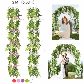 2m Wisteria Artificial Flowers Vine Garland Wedding Arch Decoration Fake Plants Foliage Rattan Trailing Faux Flowers Ivy Wall
2m Wisteria Artificial Flowers Vine Garland Wedding Arch Decoration Fake Plants Foliage Rattan Trailing Faux Flowers Ivy Wall