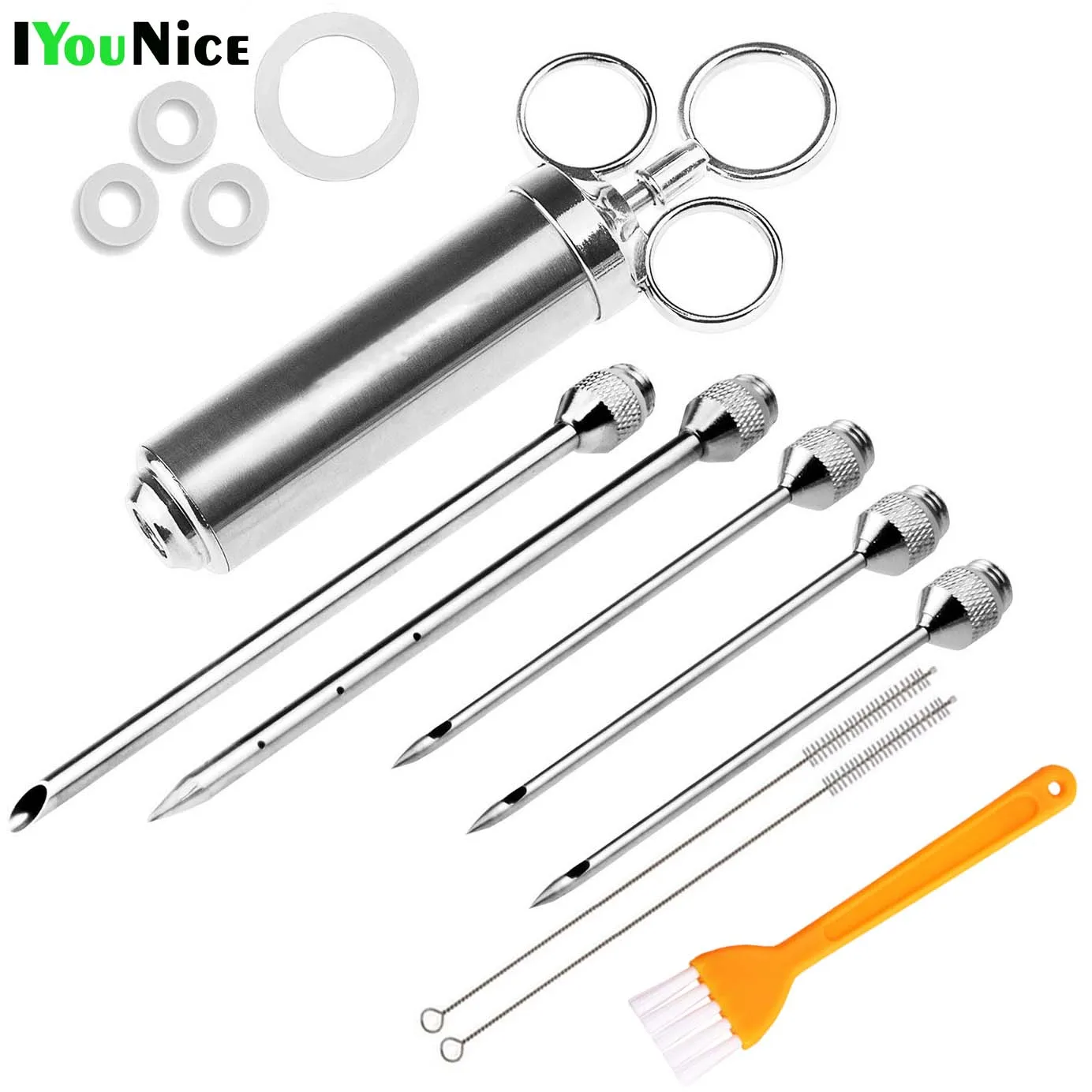 IYouNice 5 Needles 2 Oz Meat Injector Syringe Poultry Marinade Flavour Injector Meat Seasoning Injectors BBQ Kit Kitchen Tools
IYouNice 5 Needles 2 Oz Meat Injector Syringe Poultry Marinade Flavour Injector Meat Seasoning Injectors BBQ Kit Kitchen Tools