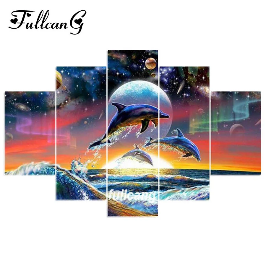 FULLCANG Dolphins Swim 5pcs Diamond Painting Cross Stitch Multi Picture Diamond Embroidery Diy 5D Square Mosaic F1094 
FULLCANG Dolphins Swim 5pcs Diamond Painting Cross Stitch Multi Picture Diamond Embroidery Diy 5D Square Mosaic F1094