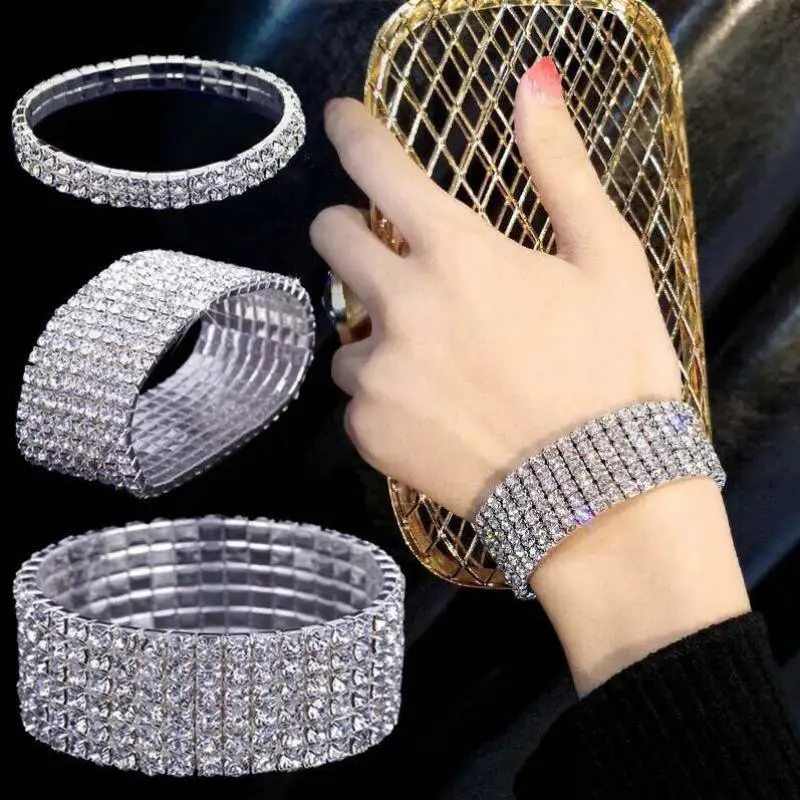 Xiacaier Crystal Rhinestone Elastic Bracelet Silver Color Bangle Bling Wristband Women Wedding Bridal Jewelry Stretch Bracelet
Xiacaier Crystal Rhinestone Elastic Bracelet Silver Color Bangle Bling Wristband Women Wedding Bridal Jewelry Stretch Bracelet