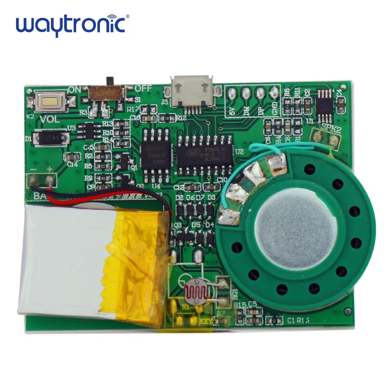 Light Sensor Activated USB Download MP3 Sound Playback Circuit Module with Lithium Battery for Postcard Christmas Greeting Card
Light Sensor Activated USB Download MP3 Sound Playback Circuit Module with Lithium Battery for Postcard Christmas Greeting Card