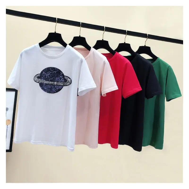 Korea New 2019 Spring Summer tshirt White Sequined College Short Sleeve T-shirts Female T Shirt Harajuku Women Tshirt Top
Korea New 2019 Spring Summer tshirt White Sequined College Short Sleeve T-shirts Female T Shirt Harajuku Women Tshirt Top