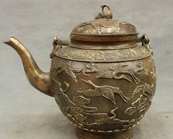 USPS to USA S1447 11" Marked Chinese Bronze Copper 100 Fly Crane Statue Folk Teapot Wine Pot 
USPS to USA S1447 11" Marked Chinese Bronze Copper 100 Fly Crane Statue Folk Teapot Wine Pot