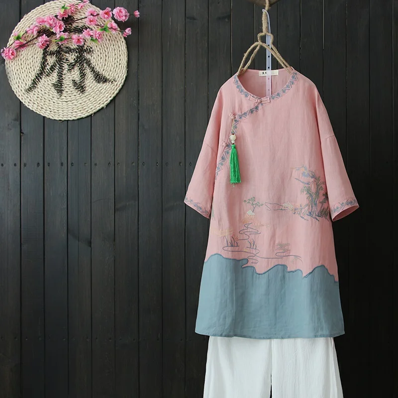 Women Traditional Chinese Clothing Linen Shirt Clothes Mandarin Collar Plate Button Cheongsam Top Shirt Pink Green
Women Traditional Chinese Clothing Linen Shirt Clothes Mandarin Collar Plate Button Cheongsam Top Shirt Pink Green