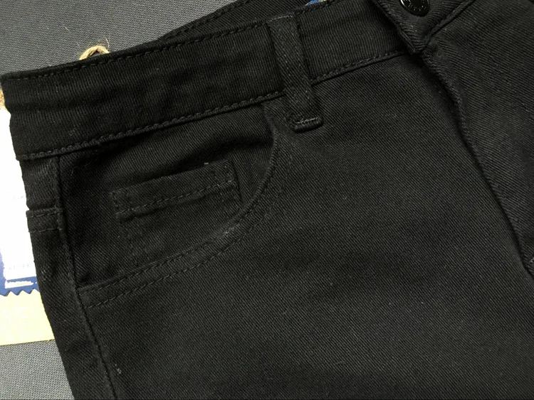 Women's personality hot style high-waisted stretch shows thin irregular broken pocket with large size denim trousers (11)