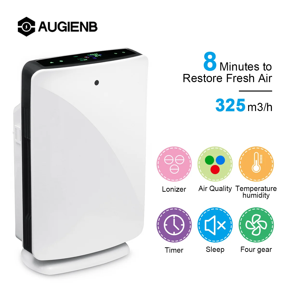 

AUGIENB True HEPA Air Purifier Filter Odor Allergies Remover for Smoke, Dust, VOCs, Pollen, Pet Dander,PM2.5 air Cleaner