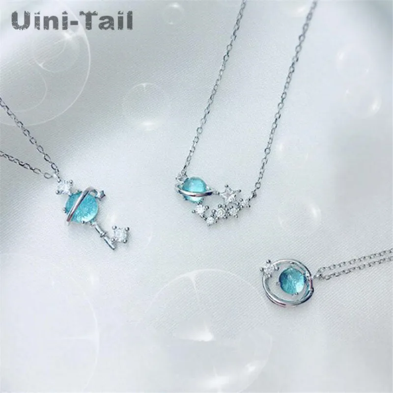 Uini-Tail hot new 925 sterling silver small fresh blue fantasy planet necklace universe aurora planet fashion trend sweet ED198
Uini-Tail hot new 925 sterling silver small fresh blue fantasy planet necklace universe aurora planet fashion trend sweet ED198