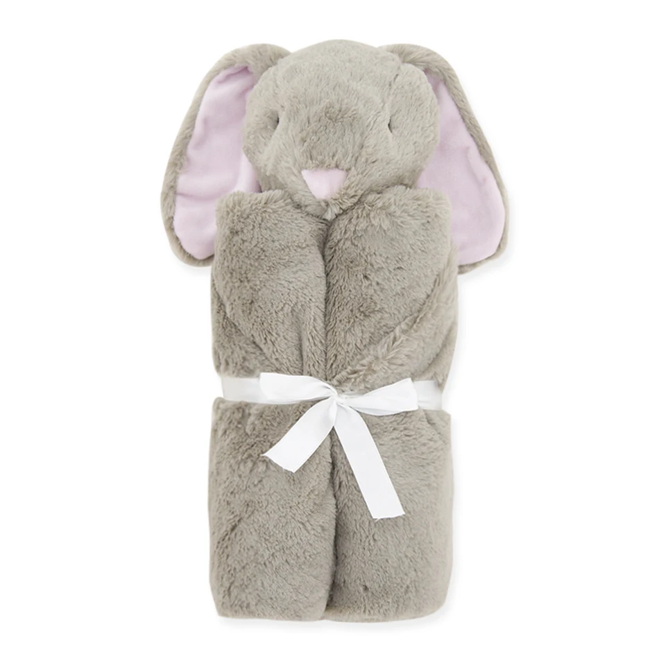 Kavkas Baby Coral Fleece Blanket w/ Plush Animal Toy Head 76x76cm