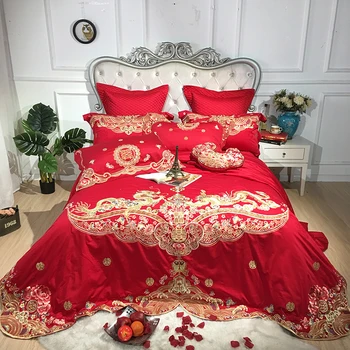 Gold Loong Phoenix Embroidery Luxury Red Wedding Egyptian Cotton Bedding Set Jacquard Duvet Cover Bed sheet Bedspread Pillowcase
Gold Loong Phoenix Embroidery Luxury Red Wedding Egyptian Cotton Bedding Set Jacquard Duvet Cover Bed sheet Bedspread Pillowcase