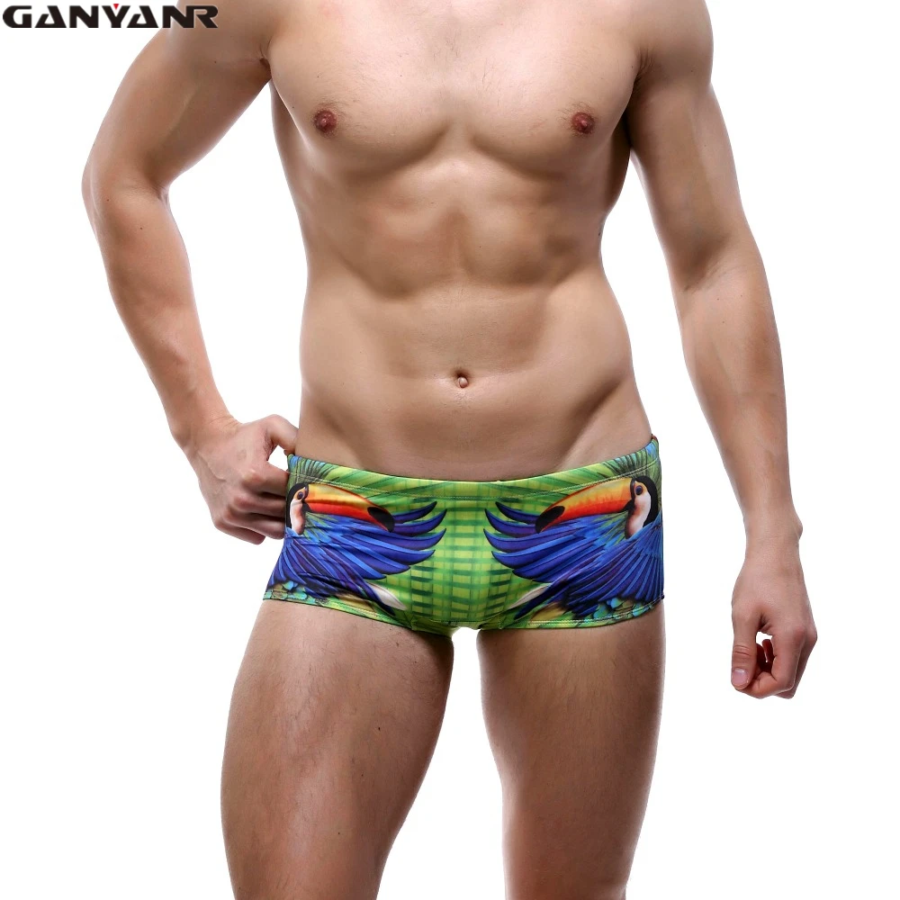 

GANYANR Brand Sexy Mens Swimsuits Swimwear Swim Boxer Trunks Shorts Surf Board Bathing Suits Swimming Briefs Gay Penis Pouch