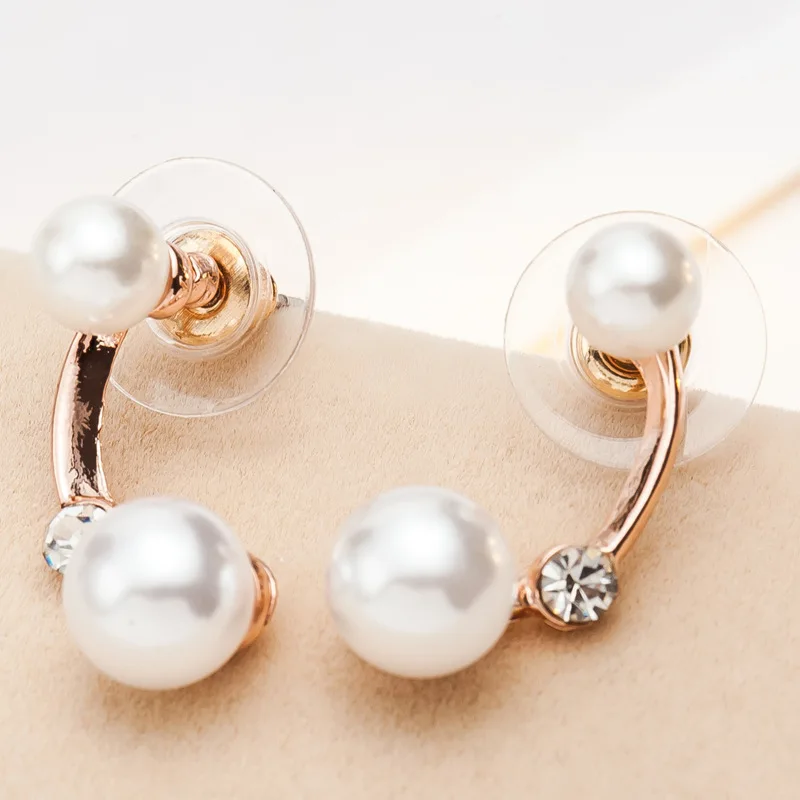 Double Side Pearl Stud Earrings Gold Silver Two Faced Crystal Beads Earring Women Zircon Rhinestone Ear Jewelry Pendientes
Double Side Pearl Stud Earrings Gold Silver Two Faced Crystal Beads Earring Women Zircon Rhinestone Ear Jewelry Pendientes