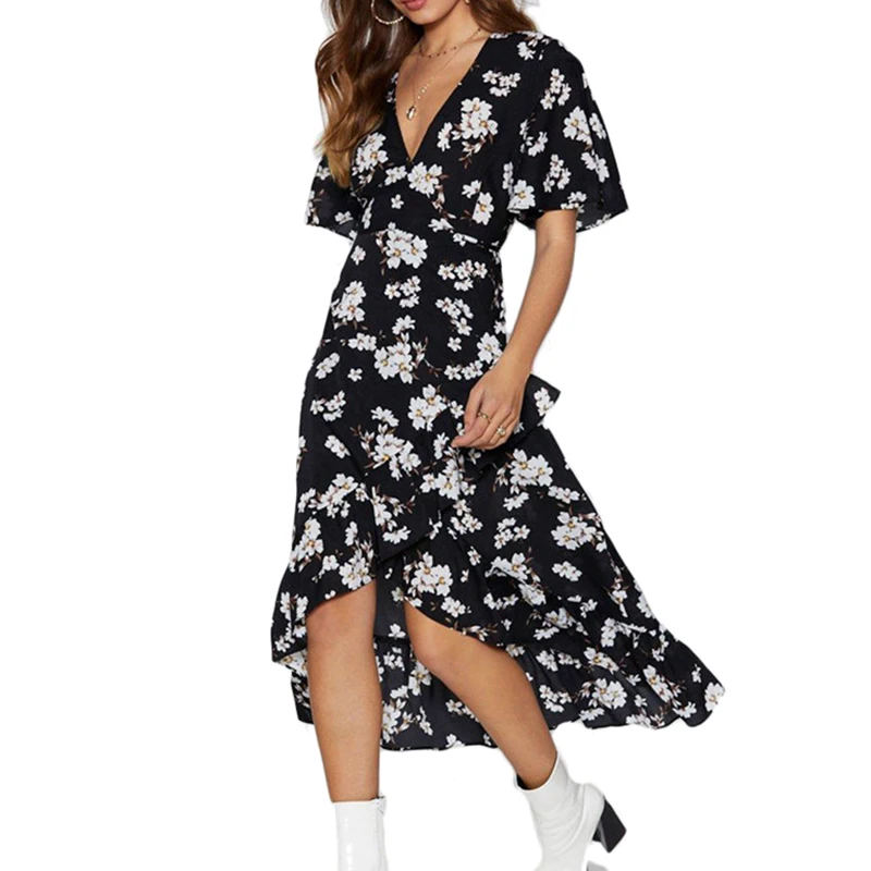 Chiffon Summer Dress Sexy V Neck Short Sleeve Beach Dress Floral Print Plus Size Evening Party Dress Belt Sundress Robe Femme
Chiffon Summer Dress Sexy V Neck Short Sleeve Beach Dress Floral Print Plus Size Evening Party Dress Belt Sundress Robe Femme