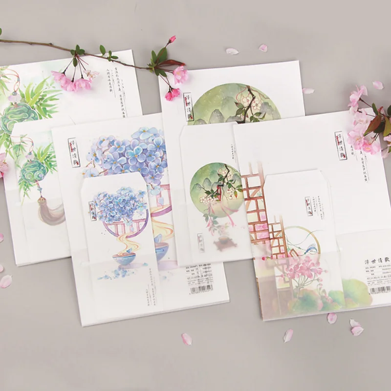 1 Set Kawaii 3 Envelopes + 6 Sheets Letter Paper Chinese Classical Style Flower Series Envelope Letters Set For Gift Stationery
1 Set Kawaii 3 Envelopes + 6 Sheets Letter Paper Chinese Classical Style Flower Series Envelope Letters Set For Gift Stationery