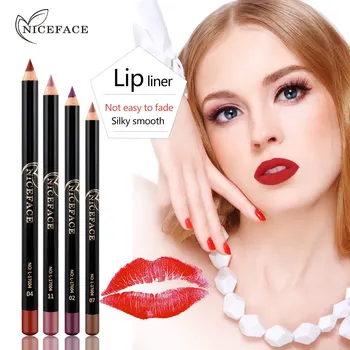 12 Colors Cosmetic Lipstick Pen Matte Long Lasting Pigments Waterproof Lady Charming Lip Liner Contour Makeup Lipstick Tool 19