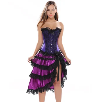 Purple Satin & Lace Sexy Corset Dress Gothic Corsets And Bustiers Plus Size Burlesque Costumes Victorian Korse Korsett For Women
Purple Satin & Lace Sexy Corset Dress Gothic Corsets And Bustiers Plus Size Burlesque Costumes Victorian Korse Korsett For Women