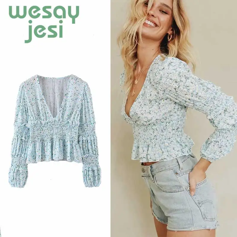 Autumn women blouse V-line long Sleeve Fold floral Shirt Women 2019 new Fashion Tide sexy casual loose tops
Autumn women blouse V-line long Sleeve Fold floral Shirt Women 2019 new Fashion Tide sexy casual loose tops