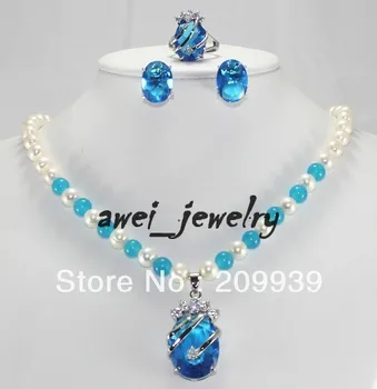 huij 001823 Charming! 7-8mm White Cultured Pearl&Topaz Necklace Earring Ring SET
huij 001823 Charming! 7-8mm White Cultured Pearl&Topaz Necklace Earring Ring SET