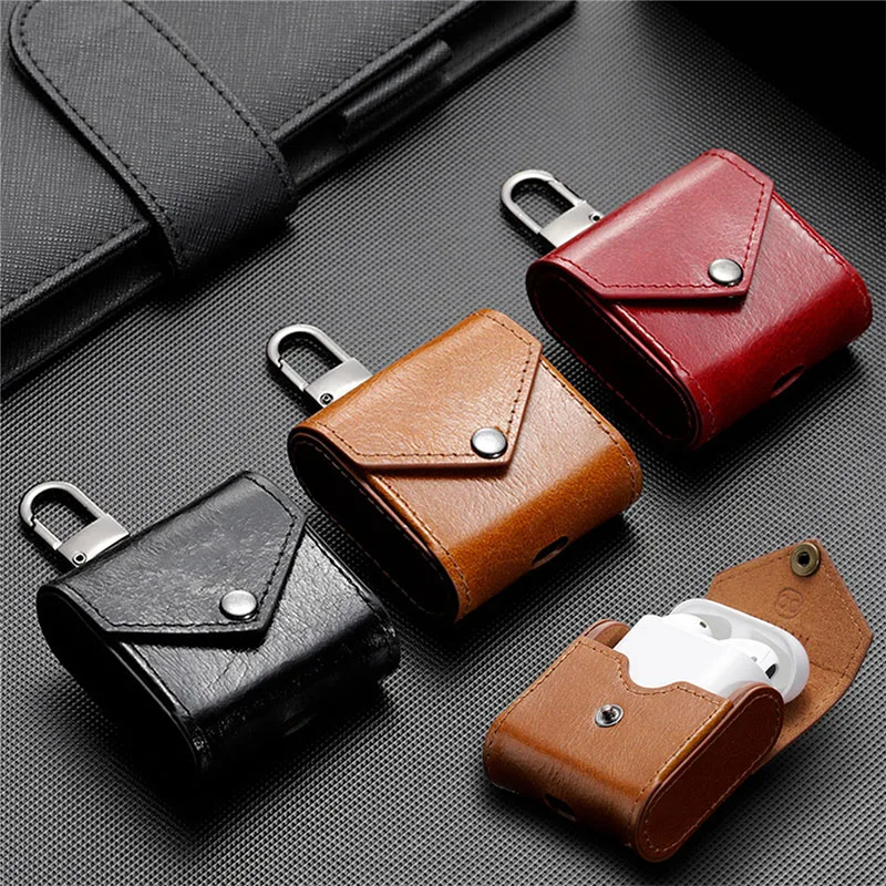 Portable Genuine Leather Bag Case For Apple AirPods Wireless Bluetooth Earphone Storage Box For Airpods Case Cover Hook Keychain
Portable Genuine Leather Bag Case For Apple AirPods Wireless Bluetooth Earphone Storage Box For Airpods Case Cover Hook Keychain